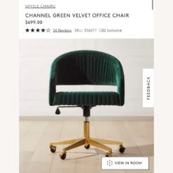 CB2 Channel Green Velvet Office Chair
