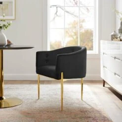 Other Accent Chair In Black Velvet W/ Chrome Gold Legs -Othe Furniture Store 1500 1500 frame 0 1287