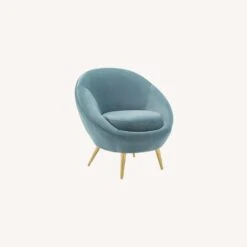 Other Accent Chair In Light Blue Velvet W/ Gold Legs