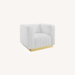 Other Accent Chair In White Velvet & Gold Steel Base