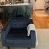 Structube Blue Suede Accent Chair