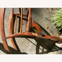 Antique Burl Wood Carved Caned Rocker