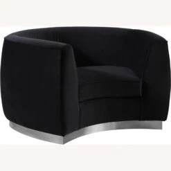 Other Chair In Black Velvet W/ Curved Back Design