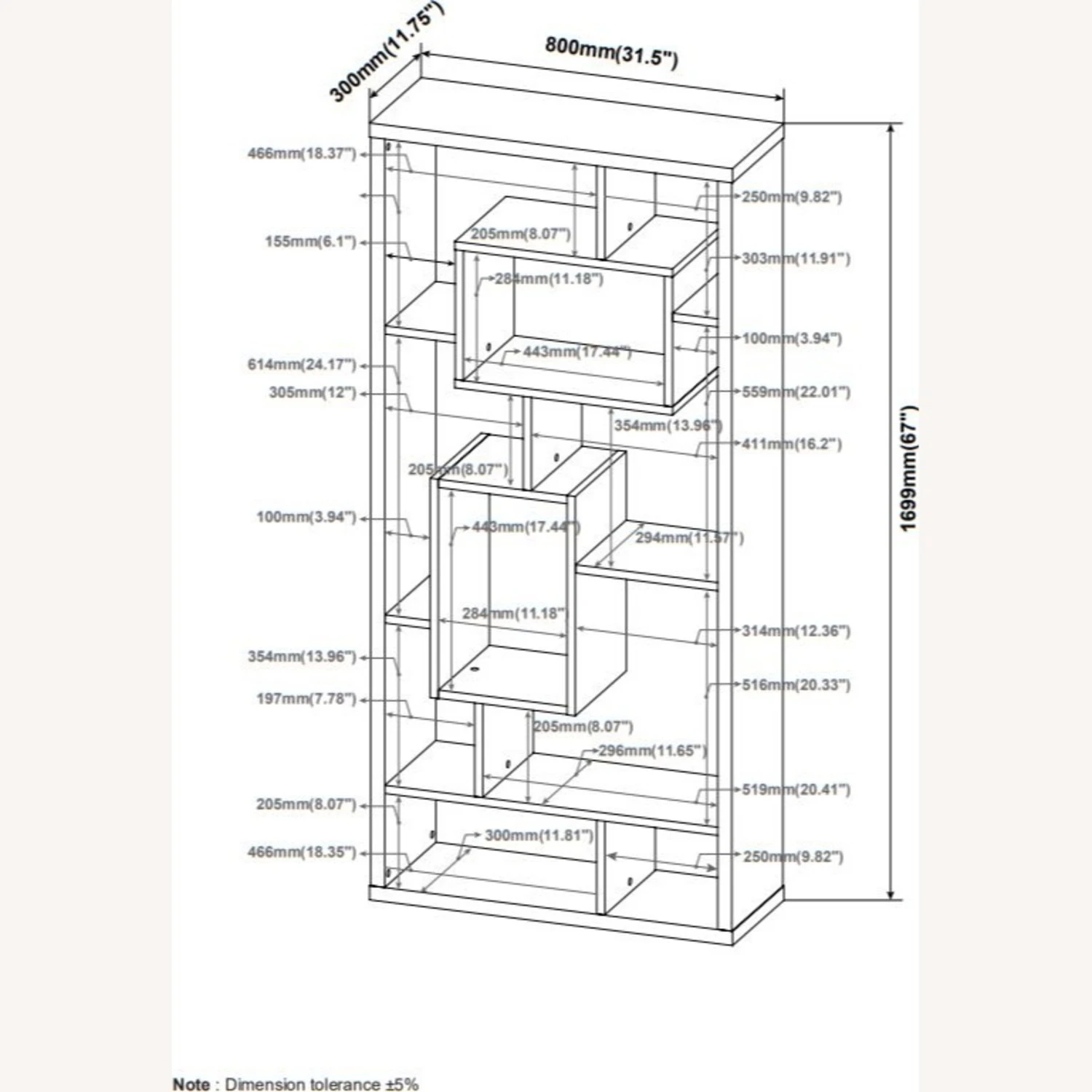 Other Asymmetrical Cube Black Book Case W/ Shelves 2 Other Asymmetrical Cube Black Book Case W/ Shelves - Image 2