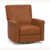 Pottery Barn Irving Roll Arm Leather Grand Swivel Recliner