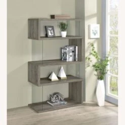 Other 4-Shelf Bookcase InGrey Driftwood & Tempered Glass