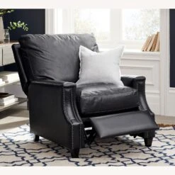 Pottery Barn James Square Arm Leather Recliner