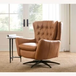 Pottery Barn Wells Leather Swivel Recliner