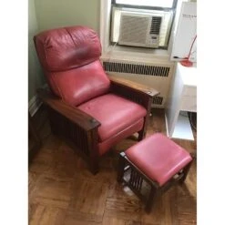 Stickley Red Leather Reclining Chair & Ottoman -Othe Furniture Store 1500 1500 frame 0 1980