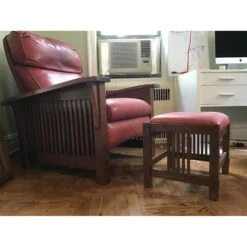 Stickley Red Leather Reclining Chair & Ottoman -Othe Furniture Store 1500 1500 frame 0 1982