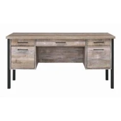 Other Modern Desk In Weathered Oak Finish W/ Black Metal Frame