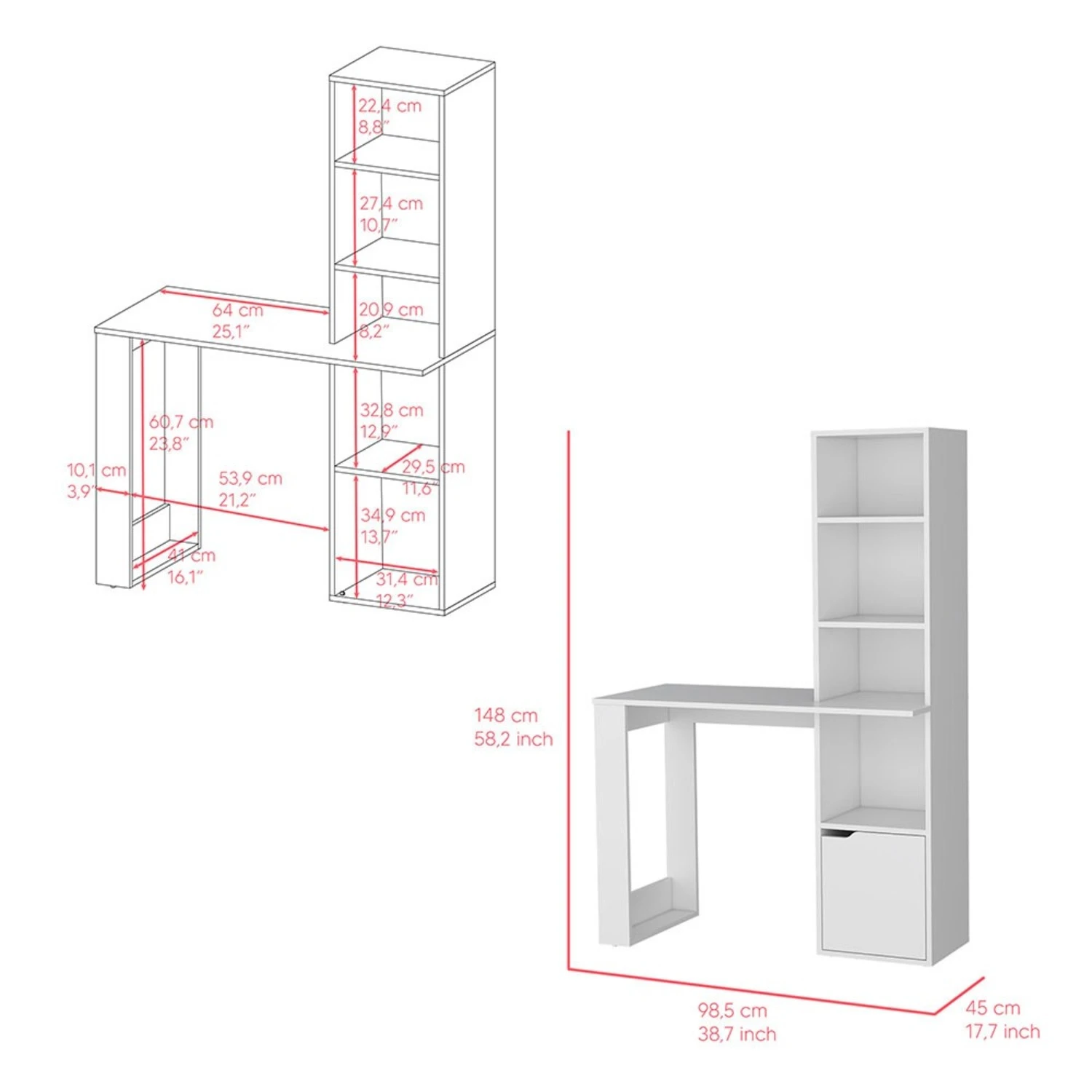 Other Aragon Office Desk - White 4 Other Aragon Office Desk - White - Image 4