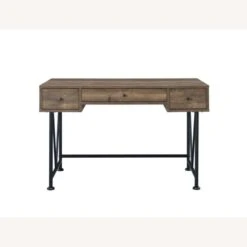 Other Writing Desk In Rustic Oak & Black Metal Finish