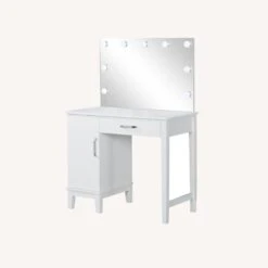 Other Vanity Set In White W/ Dark Grey Fabric Stool -Othe Furniture Store 1500 1500 frame 0 2338