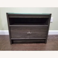 Side End Nightstand - Glass Top