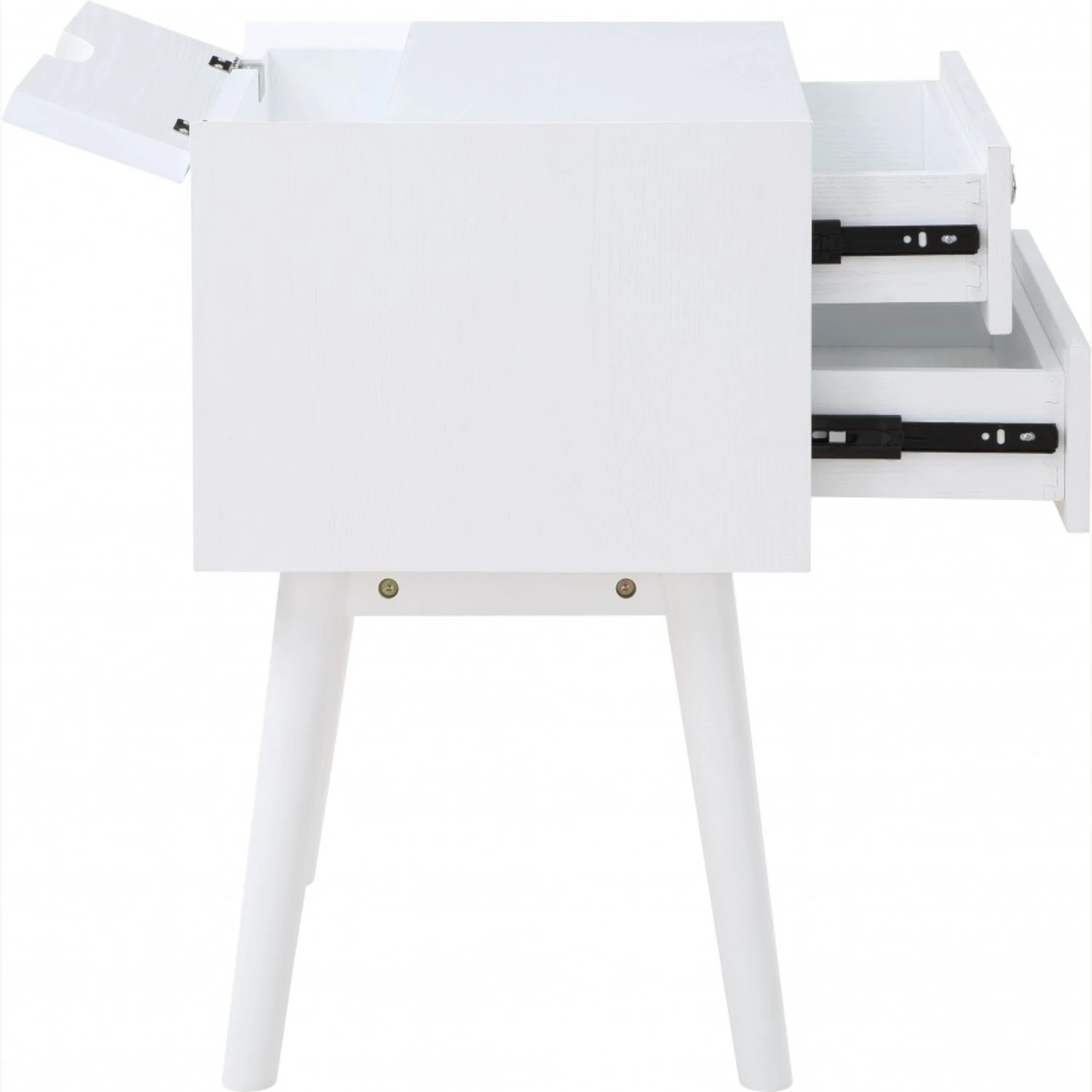 Other Nightstand In White Finish With Wood Grain Veneer 4 Other Nightstand In White Finish With Wood Grain Veneer - Image 4