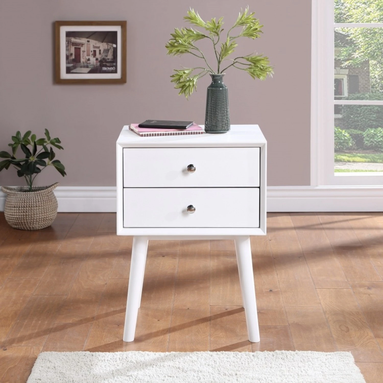 Other Nightstand In White Finish With Wood Grain Veneer 10 Other Nightstand In White Finish With Wood Grain Veneer - Image 10