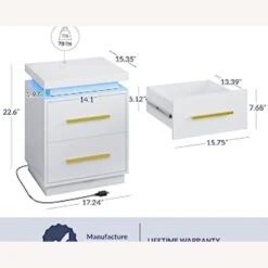 White LED N Ightstand With Gold Accents 7 White LED N Ightstand With Gold Accents -Othe Furniture Store 1500 1500 frame 0 2642