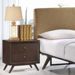 Cappuccino Brown 2 Draw Modern Cool Nightstand