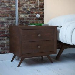 Cappuccino Brown 2 Draw Modern Cool Nightstand -Othe Furniture Store 1500 1500 frame 0 2747