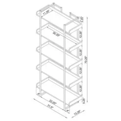 Other 5-Shelf Bookcase In Walnut Finish W/ Chrome Metal -Othe Furniture Store 1500 1500 frame 0 275