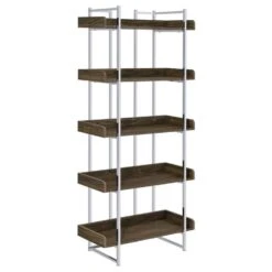 Other 5-Shelf Bookcase In Walnut Finish W/ Chrome Metal -Othe Furniture Store 1500 1500 frame 0 276