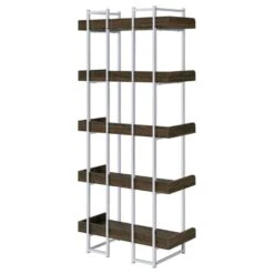 Other 5-Shelf Bookcase In Walnut Finish W/ Chrome Metal -Othe Furniture Store 1500 1500 frame 0 278
