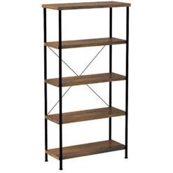 Other Chic Antique Nutmeg Bookcase With Black Metal Frame -Othe Furniture Store 1500 1500 frame 0 283