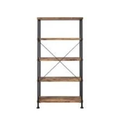 Other Chic Antique Nutmeg Bookcase With Black Metal Frame -Othe Furniture Store 1500 1500 frame 0 285