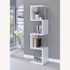 Other 4-Tier Bookcase In White Finish & Chrome Metal -Othe Furniture Store 1500 1500 frame 0 31