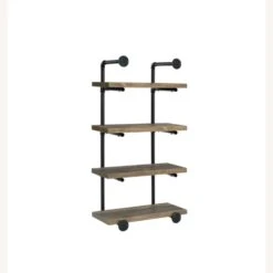 Other 24''W Wall Shelf In Rustic Oak & Black Steel Frame
