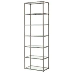 Other Contemporary Metal Bookcase W/ Glass Shelves