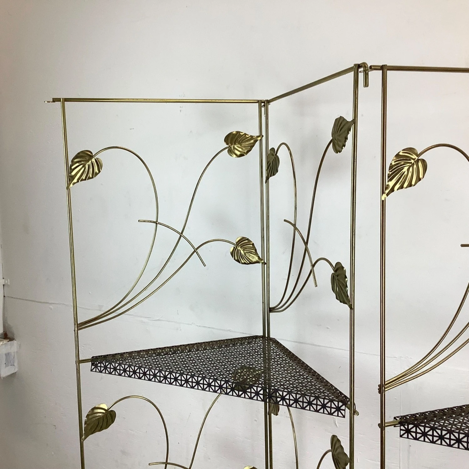 Vintage Modern Brass Corner Shelves- A Pair 6 Vintage Modern Brass Corner Shelves- A Pair - Image 6