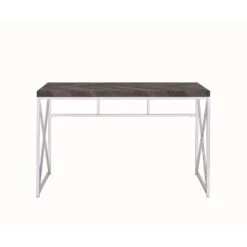 Other Bookcase W/ Rustic Grey Herringbone Shelves & Chrome Base -Othe Furniture Store 1500 1500 frame 0 590