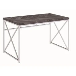 Other Bookcase W/ Rustic Grey Herringbone Shelves & Chrome Base -Othe Furniture Store 1500 1500 frame 0 592