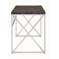 Other Bookcase W/ Rustic Grey Herringbone Shelves & Chrome Base -Othe Furniture Store 1500 1500 frame 0 595