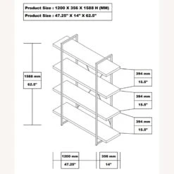 Other Bookcase W/ Rustic Grey Herringbone Shelves & Chrome Base -Othe Furniture Store 1500 1500 frame 0 596