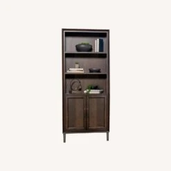 Other Bookcase In Dark Walnut Wood Finish With 2 Drawers