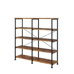 Other Antique Nutmeg Bookcase With Black Metal Frame -Othe Furniture Store 1500 1500 frame 0 637