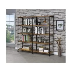 Other Antique Nutmeg Bookcase With Black Metal Frame -Othe Furniture Store 1500 1500 frame 0 639