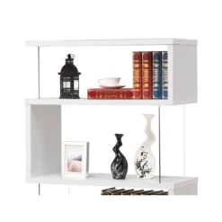 Other White Asymmetrical Bookshelf W/ Snaking Design & Partial Gla -Othe Furniture Store 1500 1500 frame 0 695