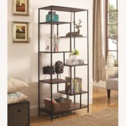 Other Rustic Bookcase In Walnut W/ Black Metal Frame -Othe Furniture Store 1500 1500 frame 0 810