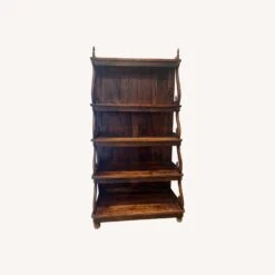 5 Tier Bookshelf In Solid Mahogany Scroll Sides