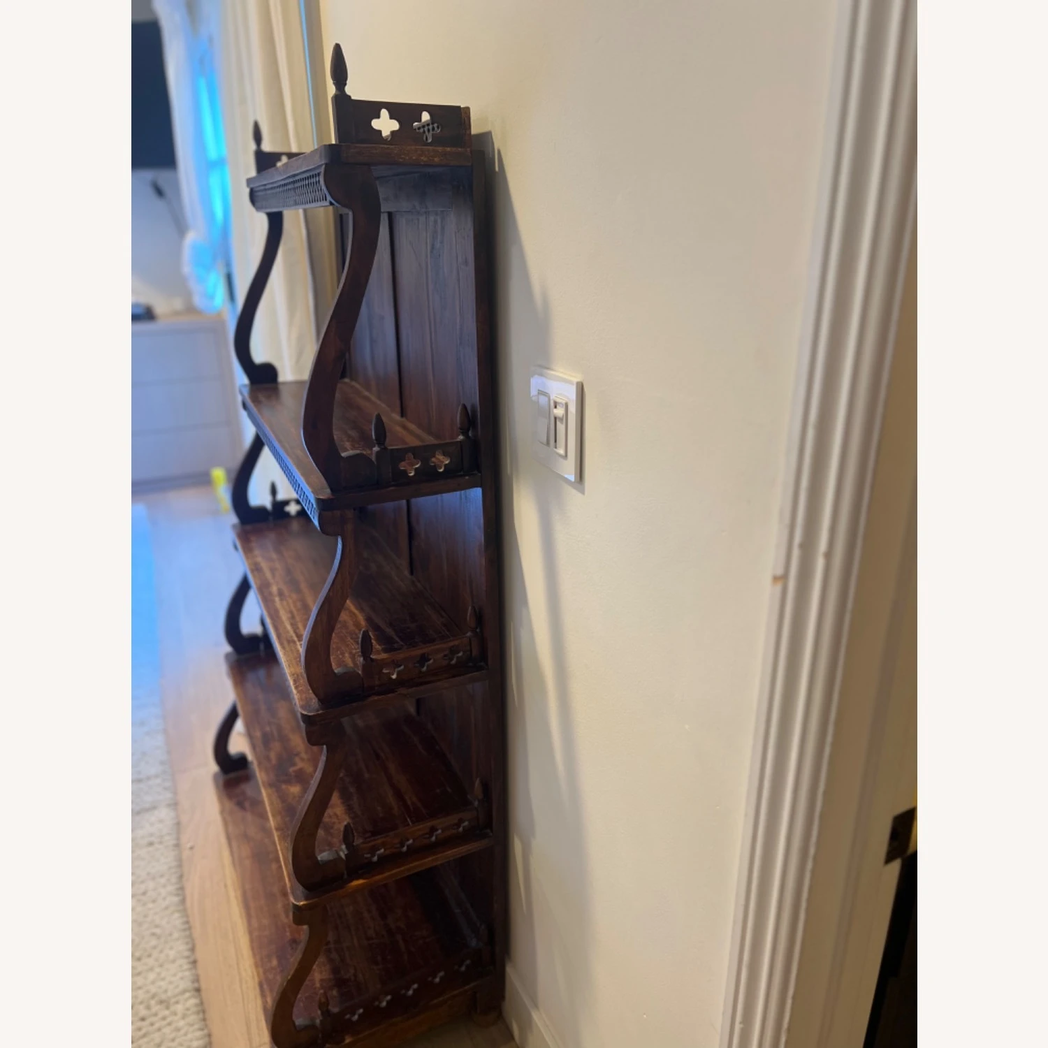 5 Tier Bookshelf In Solid Mahogany Scroll Sides 2 5 Tier Bookshelf In Solid Mahogany Scroll Sides - Image 2