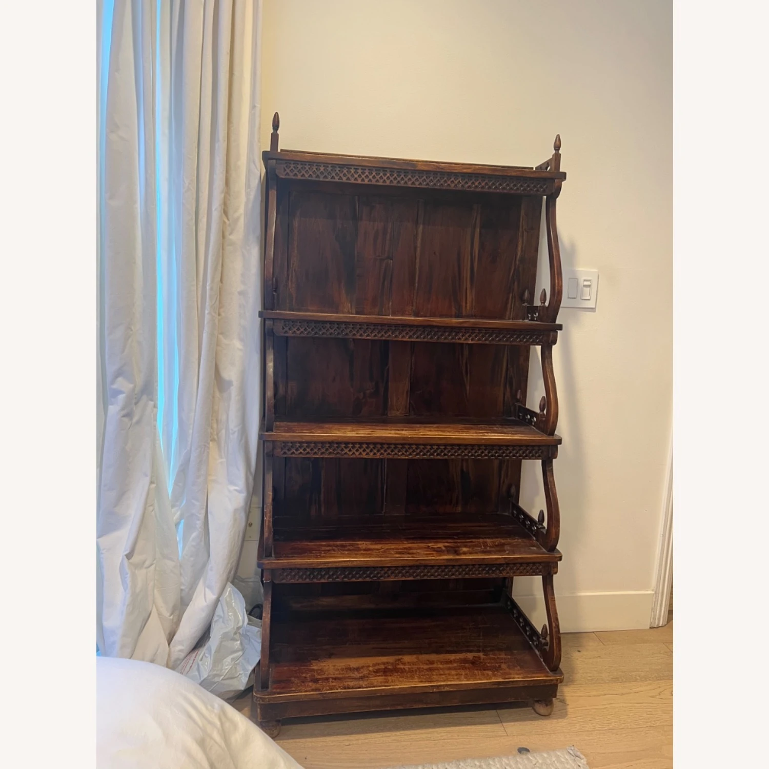 5 Tier Bookshelf In Solid Mahogany Scroll Sides 4 5 Tier Bookshelf In Solid Mahogany Scroll Sides - Image 4