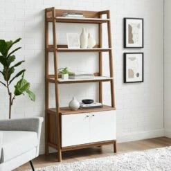 Other 33" Bookshelf In Walnut & White W/ Storage -Othe Furniture Store 1500 1500 frame 0 819