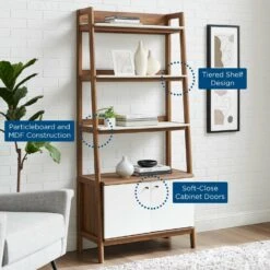 Other 33" Bookshelf In Walnut & White W/ Storage -Othe Furniture Store 1500 1500 frame 0 820