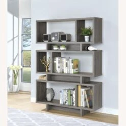 Other Bookcase In Weathered Grey W/ Geometric Design -Othe Furniture Store 1500 1500 frame 0 917