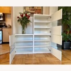 CISCO Brothers Pristine Shelving Unit Polished White W Glass -Othe Furniture Store 1500 1500 frame 0 992